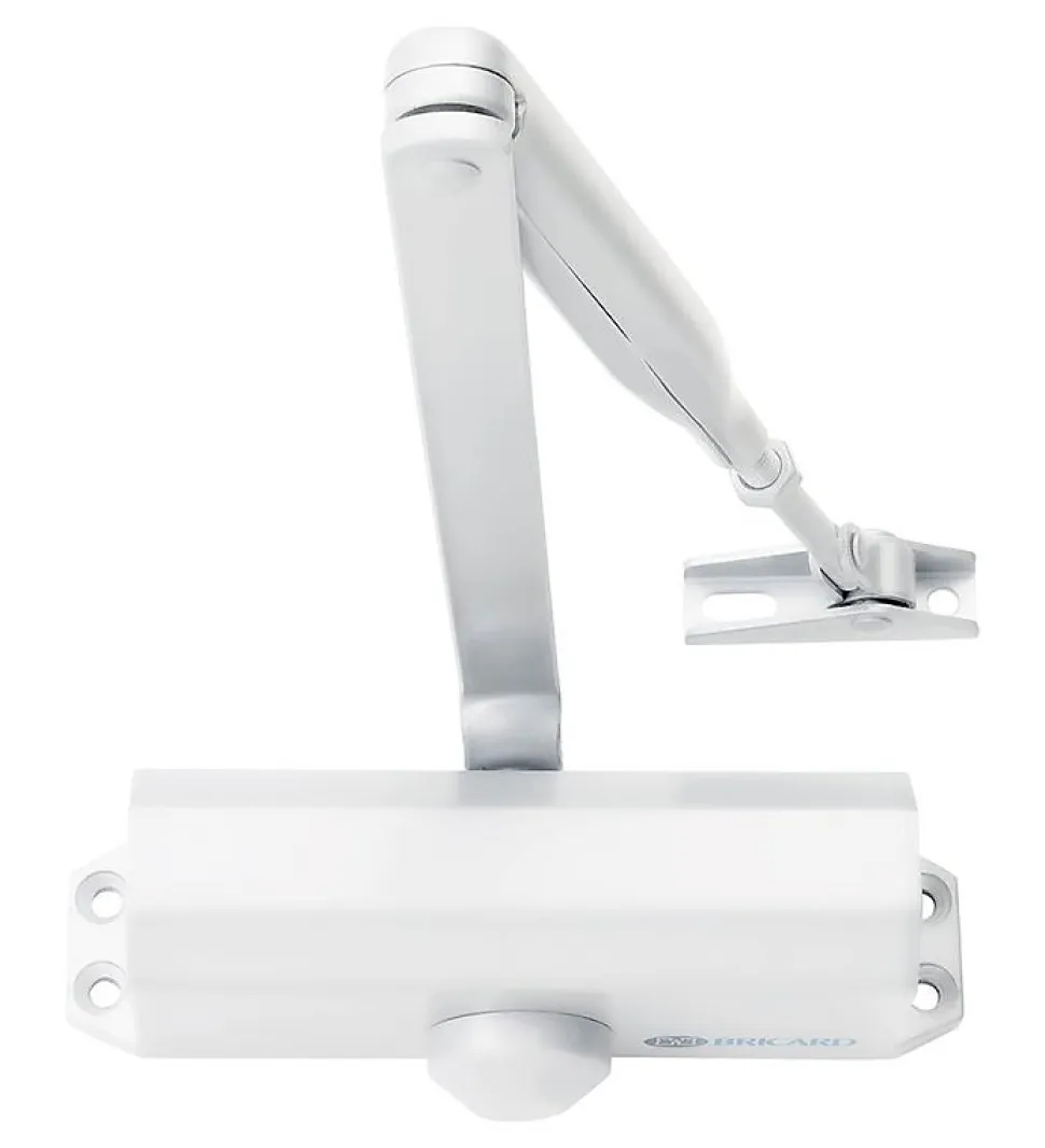 Ferme-porte Bricard Blanc bras compas fermeture automatique jusqu à 60 kg Force 3