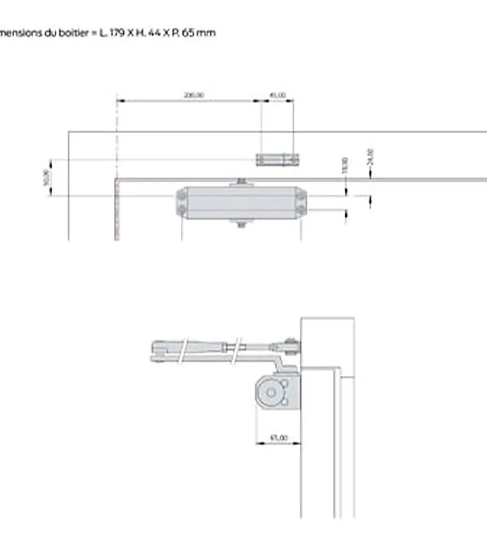 Ferme-porte Bricard Blanc bras compas fermeture automatique jusqu à 60 kg Force 3