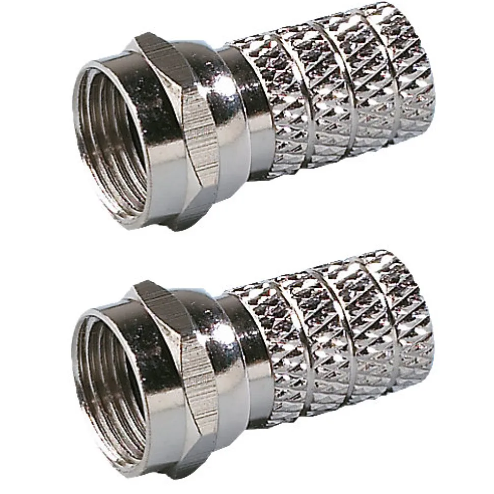 Fiche 7 mm vendue par 2 - type F mâle à visser - connecteurs plaqués nickel - Erard