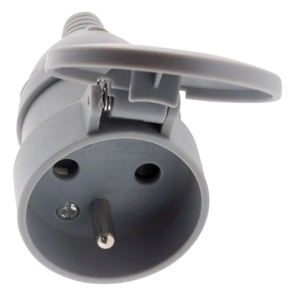 Fiche femelle à clapet 16A 2P+T - Gris - Zenitech