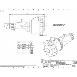 Fiche Femelle Triphasé 32a 3p+t 380v - 4 Broches - étanche Ip67 - Ide