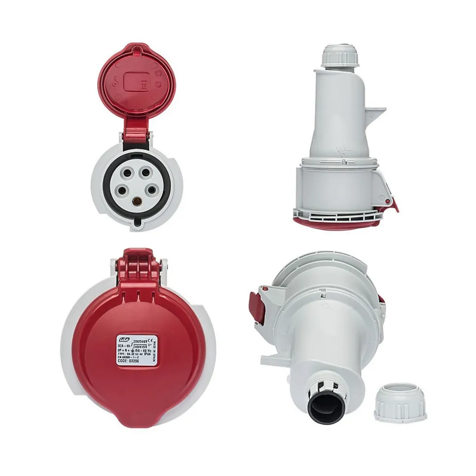Fiche Femelle Tétrapolaire 32a 3p+n+t 380v - 5 Broches - étanche Ip44 - Ide