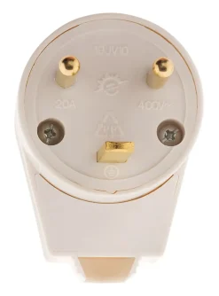 Fiche mâle 20A coudée 2 P+T - Blanc - Zenitech