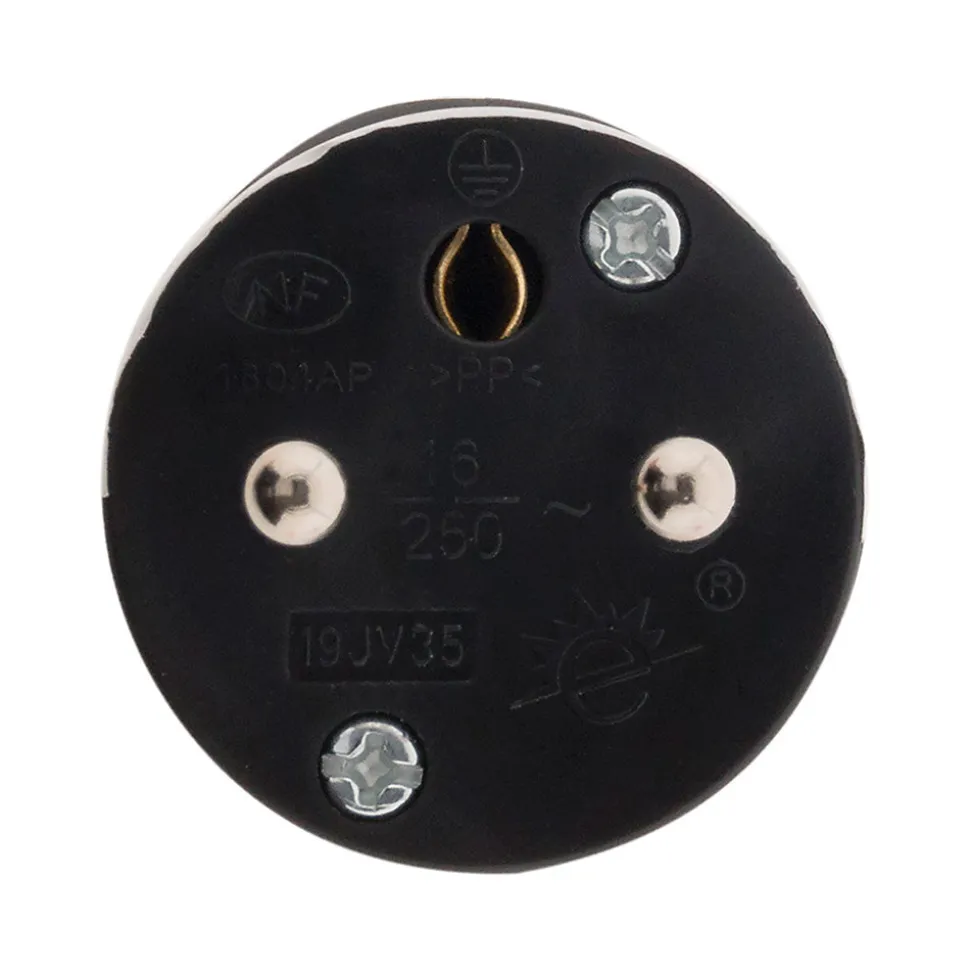 Fiche mâle 16A 2P+T - Noir - Zenitech