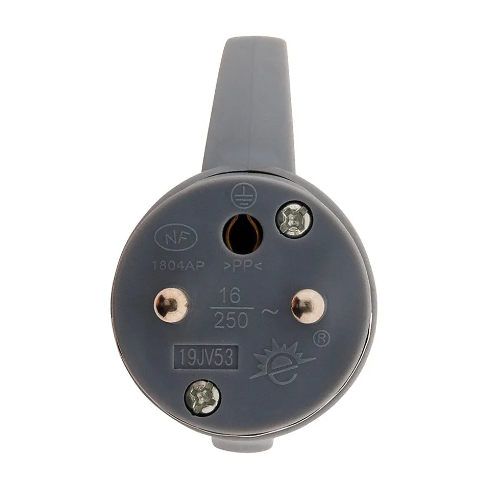 Fiche mâle anneau + ergot -16A 2P+T - Gris - Zenitech