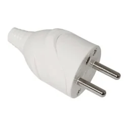 Fiche mâle blanc glossy 16A Diall 2 pôles
