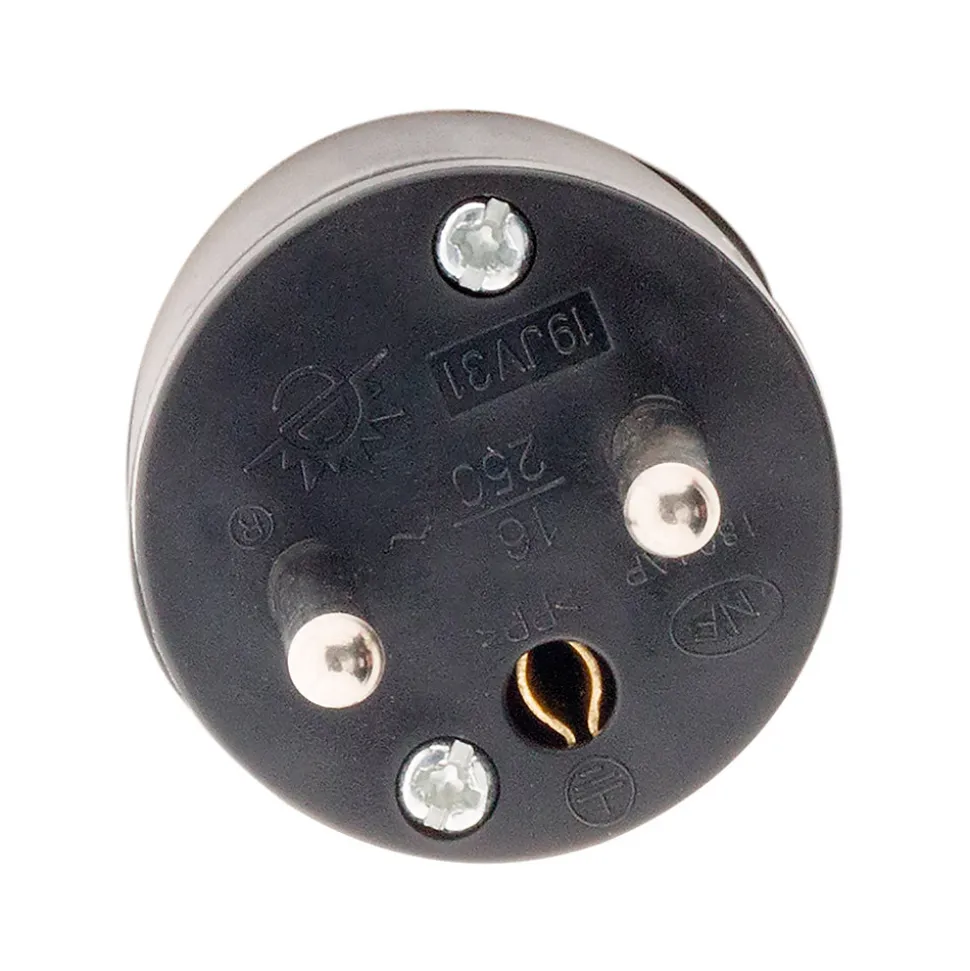 Fiche mâle coudée 16A 2P+T - Noir - Zenitech