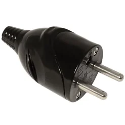 Fiche mâle droite 16A noir glossy Diall