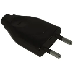 Fiche mâle noir glossy 6A Diall 2 pôles