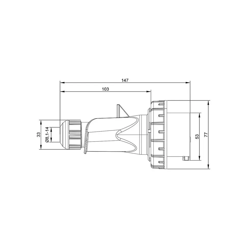 Fiche Mobile Male Triphasé 16a 3p+t 380v - 4 Broches - étanche Ip67 - Ide