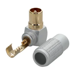 Fiche TV 9.5 mm - Mâle coudée 90° à souder - connecteurs plaqués or - Erard