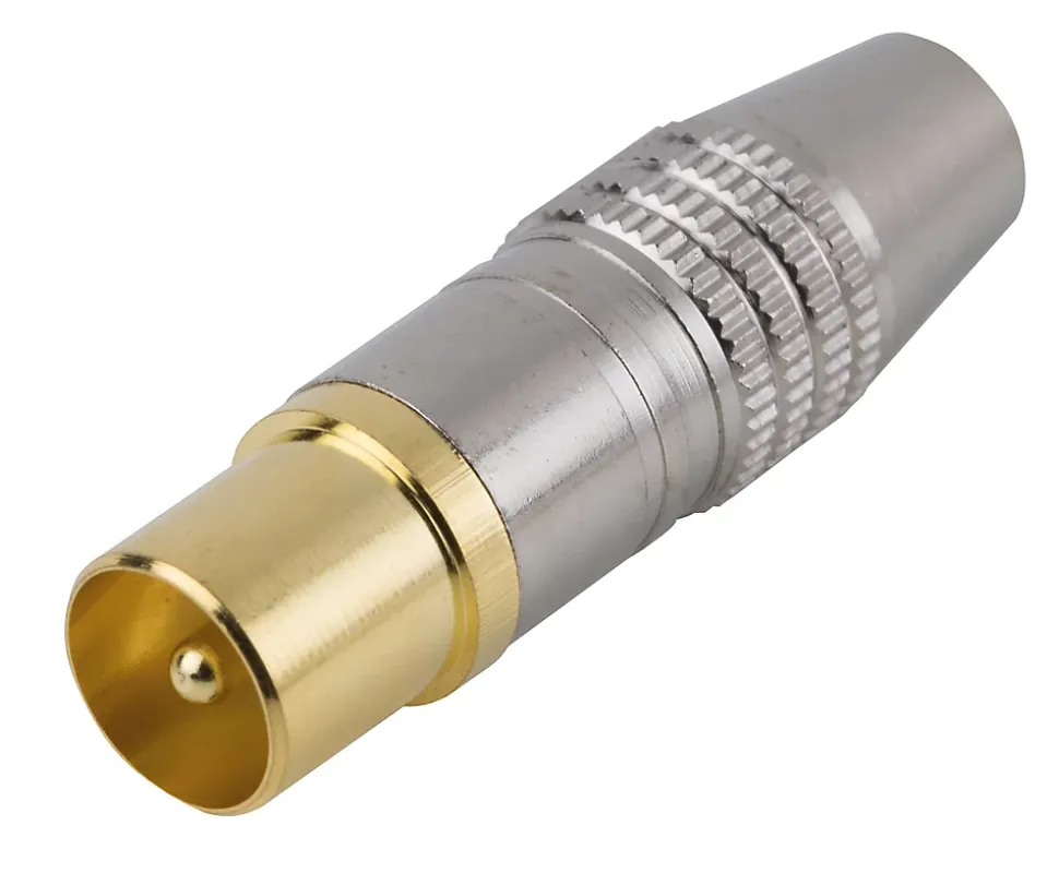 Fiche TV Mâle ø9.52 mm coudé à câbler, Or