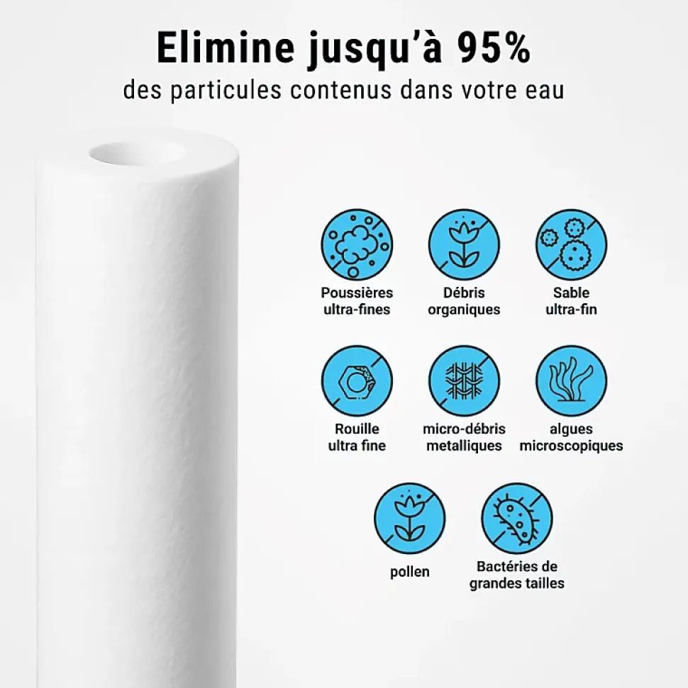 Filtre à eau triple 9' 3/4 + Pack protection complète filtration sous évier connexion 3/4'
