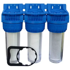 Filtre eau de pluie - Porte filtre Triplex 9 pouces 3/4 avec cartouches