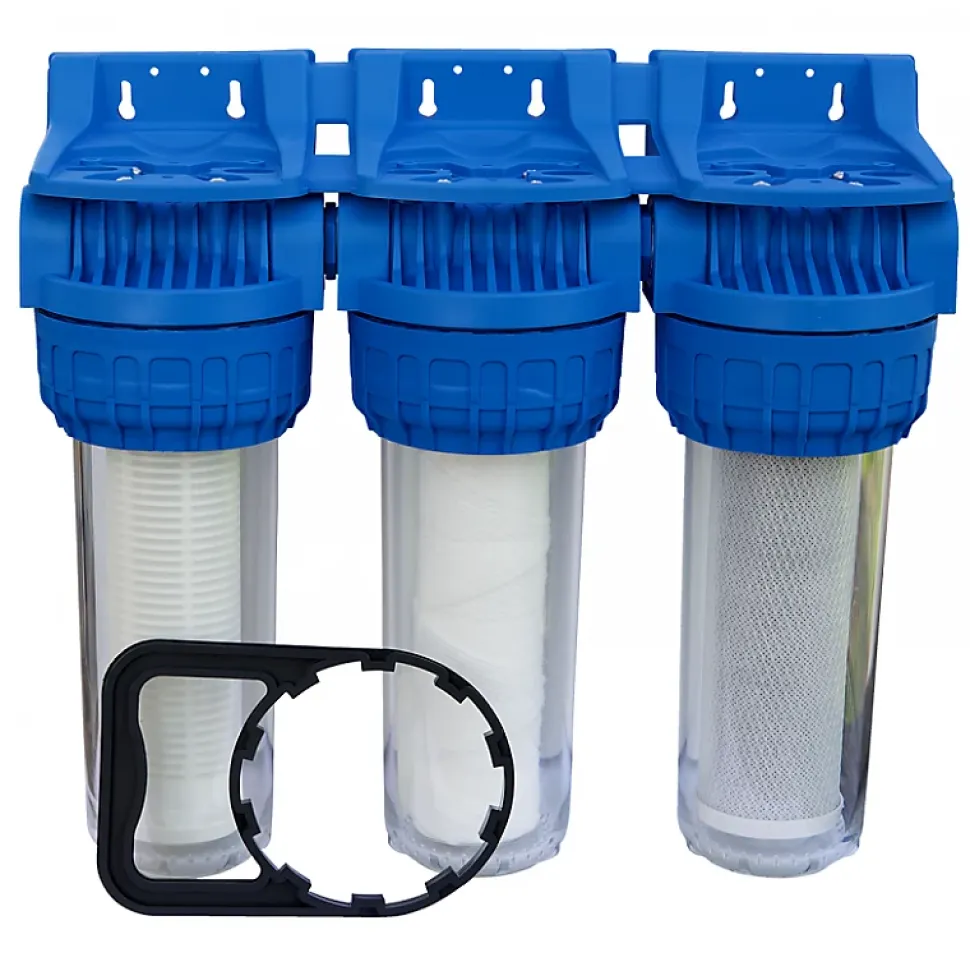 Filtre eau de pluie - Porte filtre Triplex 9 pouces 3/4 avec cartouches