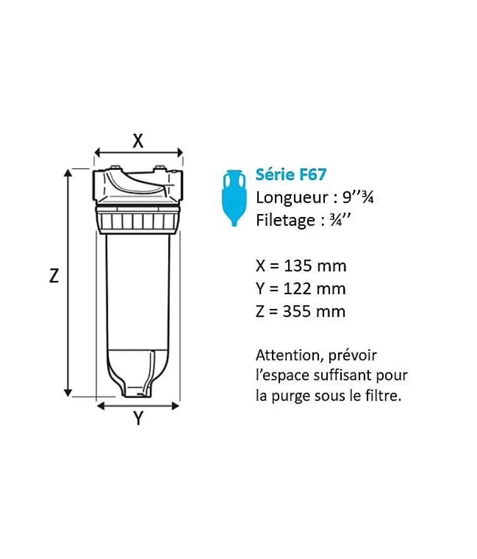 Filtre tête laiton F67 3/4 de pouce