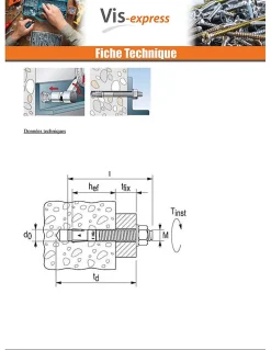Fischer Ancrage FISCHER FBN II 20X217 Filetée sur 90 Acier zingué - 10 pièces