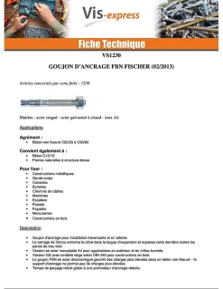 Fischer Ancrage FISCHER FBN II 12X236 Filetée sur 189 Acier zingué - 20 pièces