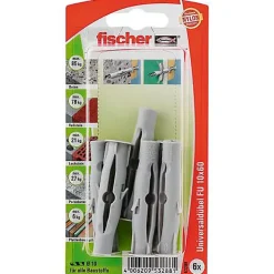 Fischer Cheville universelle FU 10 x 60 K - 6 pièces, nylon et acier, pour béton et matériaux creux