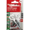 fischer DuoPower 535482 - Chevilles bimatière 8 x 40 mm avec crochets ronds (4 pièces)