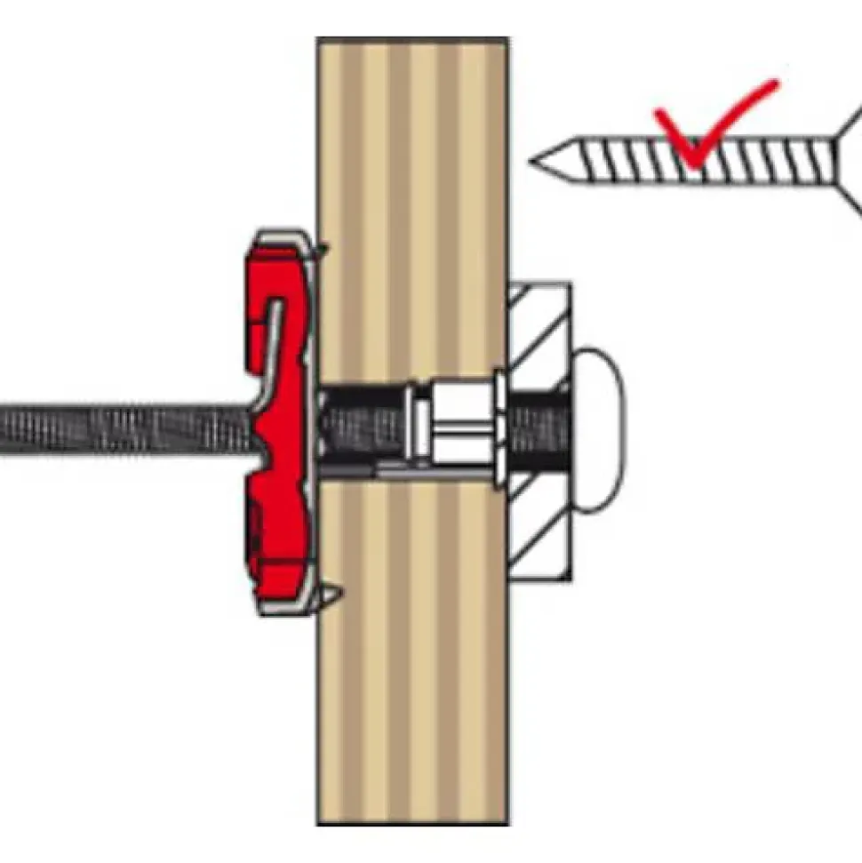 Fischer DUOTEC 12 S PH M LD Cheville à bascule pour plaques et matériaux pleins, 10 pièces, vis incluses