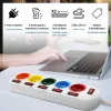 FISHTEC - Lot de 2 blocs multiprises colorées - Interrupteurs individuels - Câble 1,5 m - 16A - ABS robuste - NF