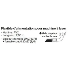 Flexible d'alimentation pour machine a laver - NOVOBAIN - 2 m