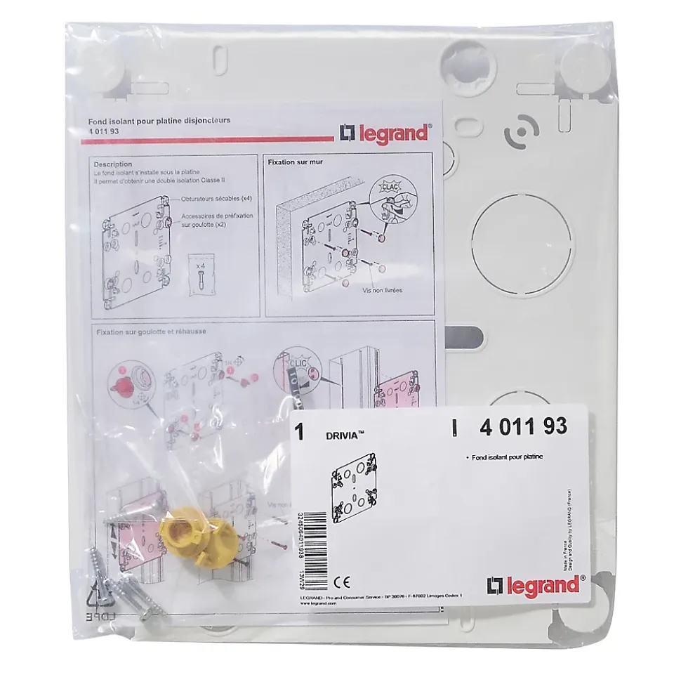 Fond isolant pour platines de branchement Legrand