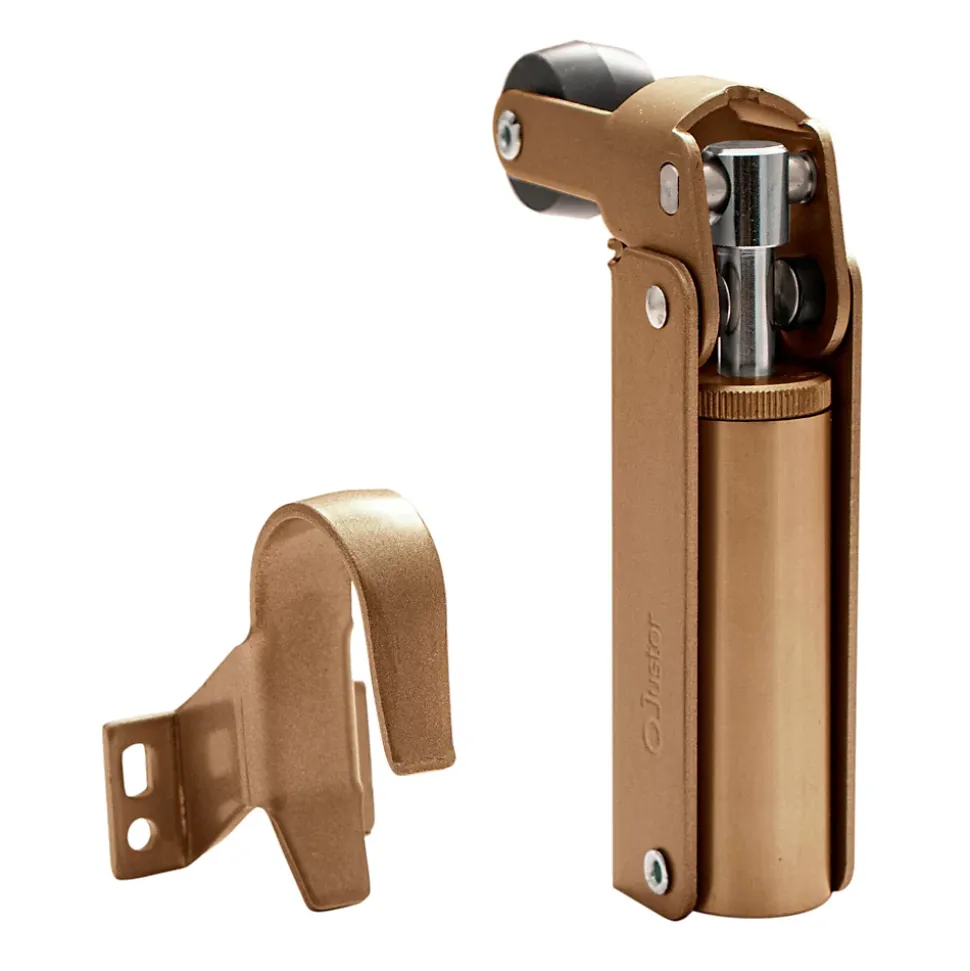 Frein de rétention force 115 N, en aluminium anodisé bronze, pour porte jusquà 100 KG.