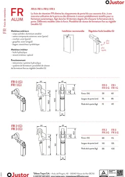 Frein de rétention Réglable force 60 a 80 N, en inox 304, pour porte jusquà 80 KG.