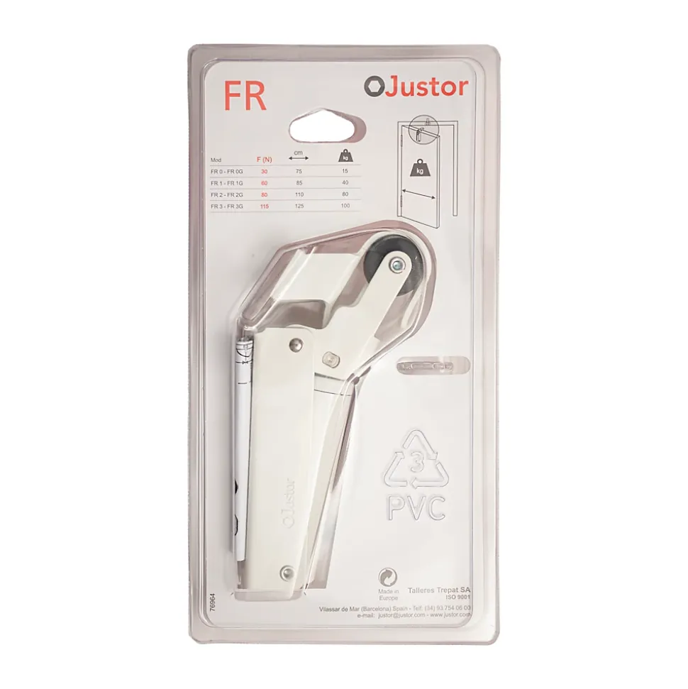 Frein de rétention Réglable force 1 a 30 N aluminium anodisé blanc pour porte jusquà 15 KG
