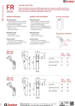 Frein de rétention Réglable force 1 a 30 N totalement en acier inox AISI 304 pour porte jusquà 15 KG