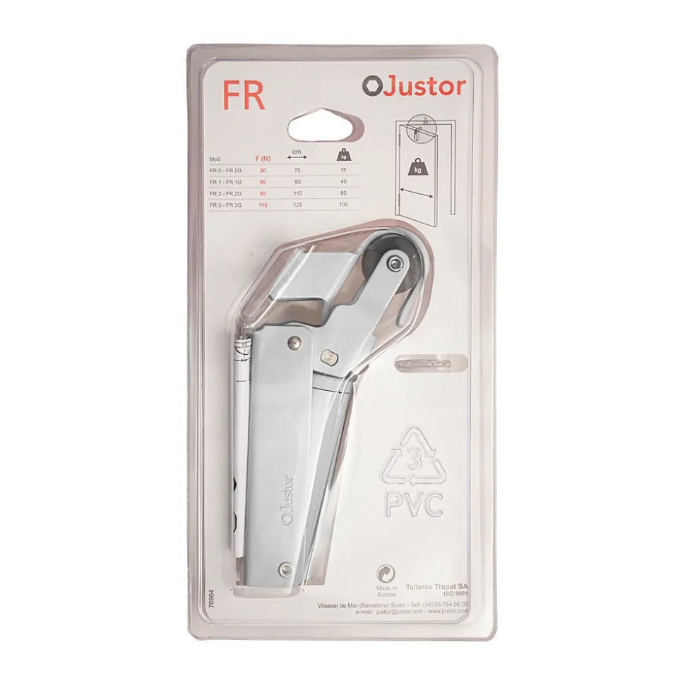 Frein de rétention Réglable force 1 a 30 N aluminium anodisé argent pour porte jusquà 15 KG