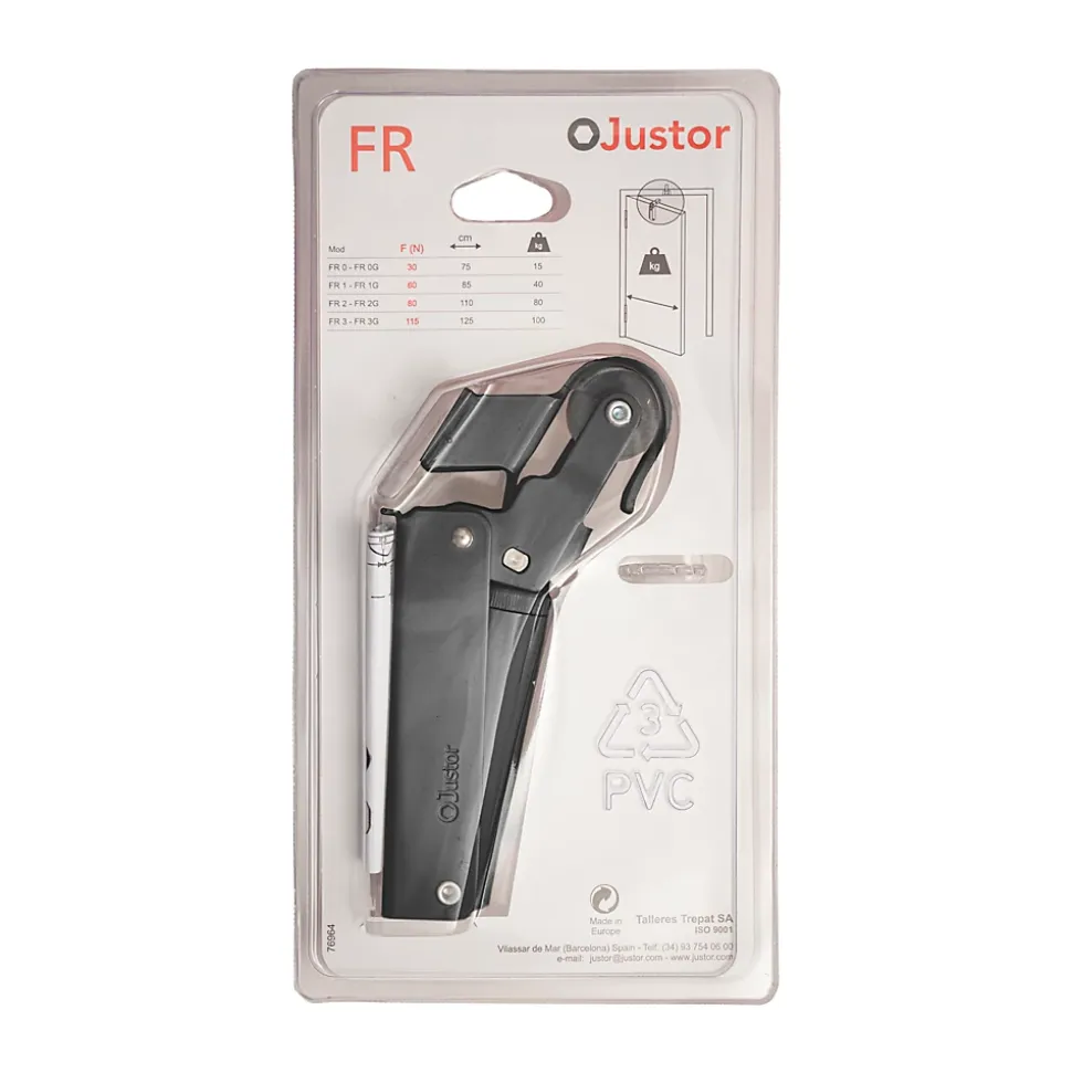 Frein de rétention Réglable force 60 a 80 N aluminium anodisé noir, pour porte jusquà 80 KG.