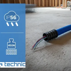 Gaine électrique enterrée FI32 mm 50 m EDO annelée double paroi avec tire fil et manchon 450 N bleue EDO