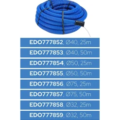 Gaine électrique enterrée FI40 mm 50 m EDO annelée double paroi avec tire fil et manchon 450 N bleue EDO