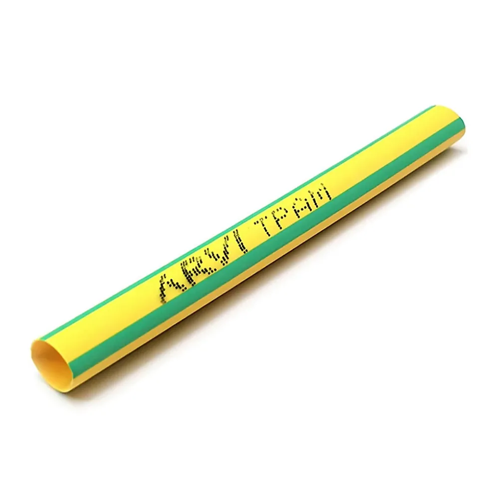 Gaine Thermorétractable - 20/10mm - Vert/jaune - Longueur 1m - Restreint 2:1 - Paroi Fine - Arvi Tpam-20.0-v/a