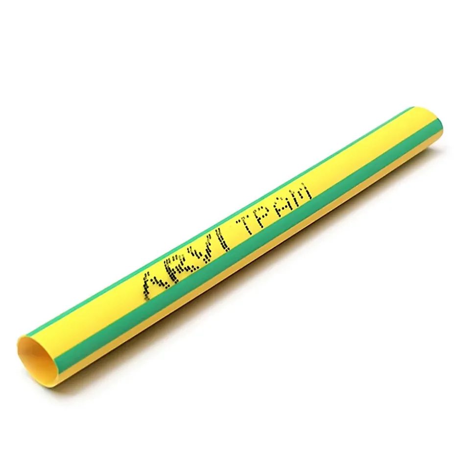 Gaine Thermorétractable - 30/15mm - Vert/jaune - Longueur 1m - Restreint 2:1 - Paroi Fine - Arvi Tpam-30.0-v/a