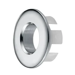 Garniture de trop-plein de lavabo ronde, finition chrome brillant, en ABS Kibath