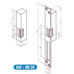 Gâche électrique pour serrures à larder HB20 2T droite tirant - BEUGNOT - BE13211800