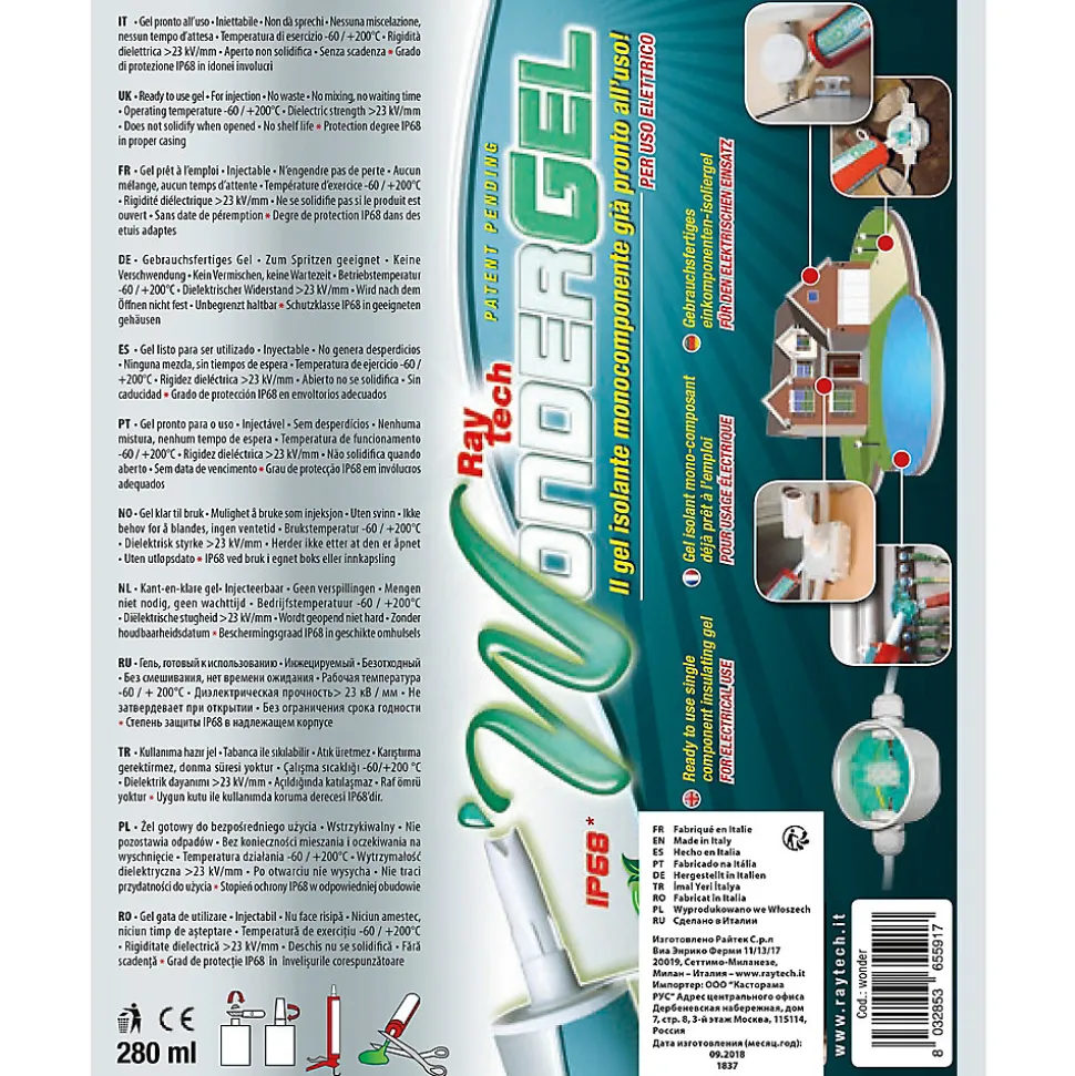 Gel isolant IP68 Wonder Gel 280 ml Raytech