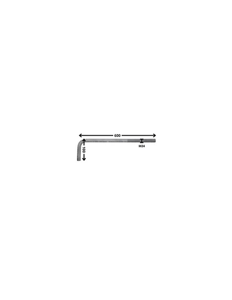 Gond Métaux grande longueur M24X600 Filetée sur 150 Forte tenue à la corrosion Acier galvanisé à chaud - 5 pièces