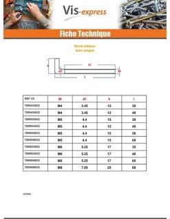 Gond Métaux M5X50 Acier zingué - 10 pièces