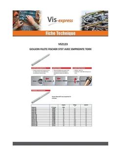 Goujon fileté Fischer STST TORX T25 Acier zingué 10X180 - 5 pièces
