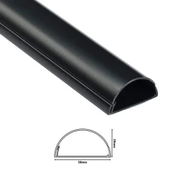 Goulotte décorative demi-ronde noire auto-adhésive D-Line 50 x 25 mm, 1 m