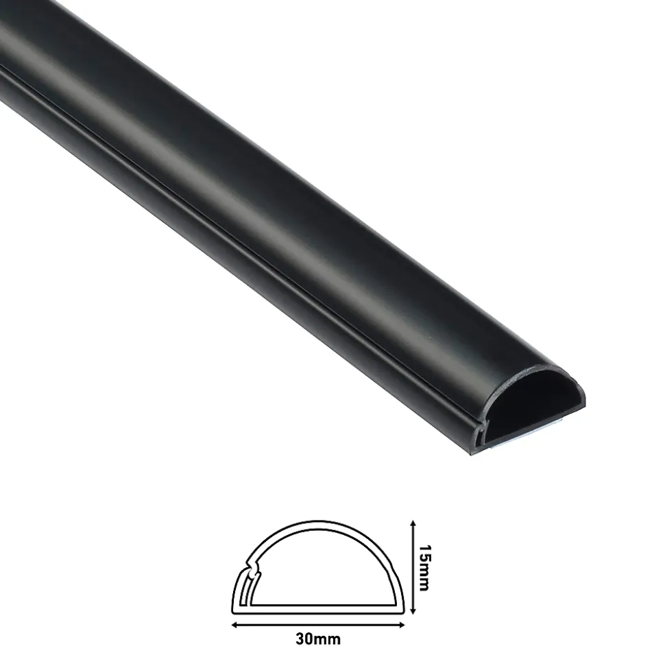 Goulotte décorative demi-ronde noire auto-adhésive D-Line 30 x 15 mm, 1 m