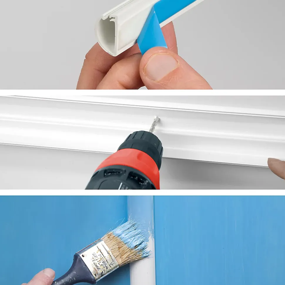 Goulotte décorative demi-ronde blanche auto-adhésive D-Line 30 x 15 mm, 1 m