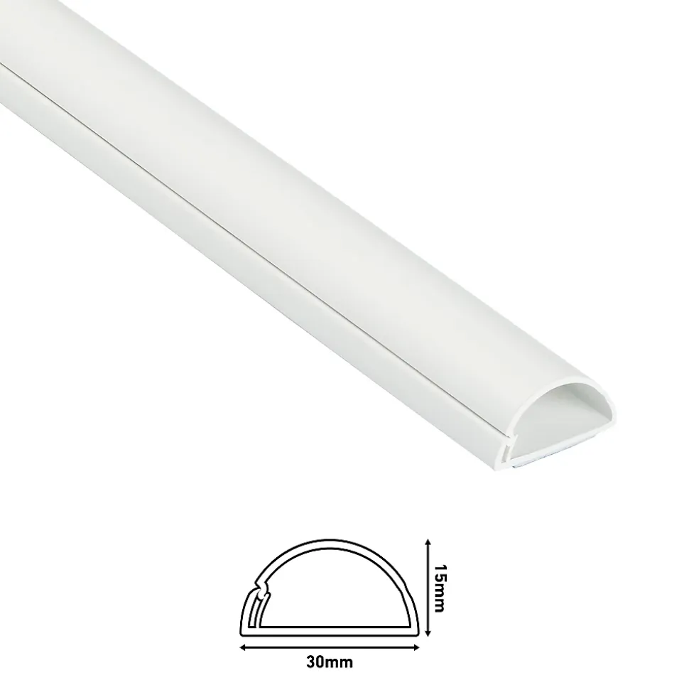 Goulotte décorative demi-ronde blanche auto-adhésive D-Line 30 x 15 mm, 1 m