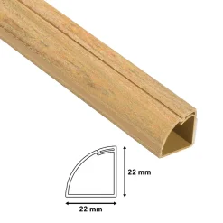 Goulotte décorative quart de cercle effet bois vernis auto-adhésive D-Line 22x22mm, 2m
