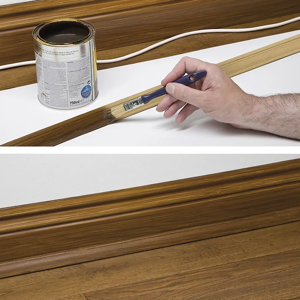 Goulotte décorative quart de cercle effet bois vernis auto-adhésive D-Line 22x22mm, 2m